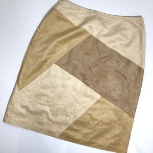Liz Claiborne Geometric Neutral Faux Suede Skirt